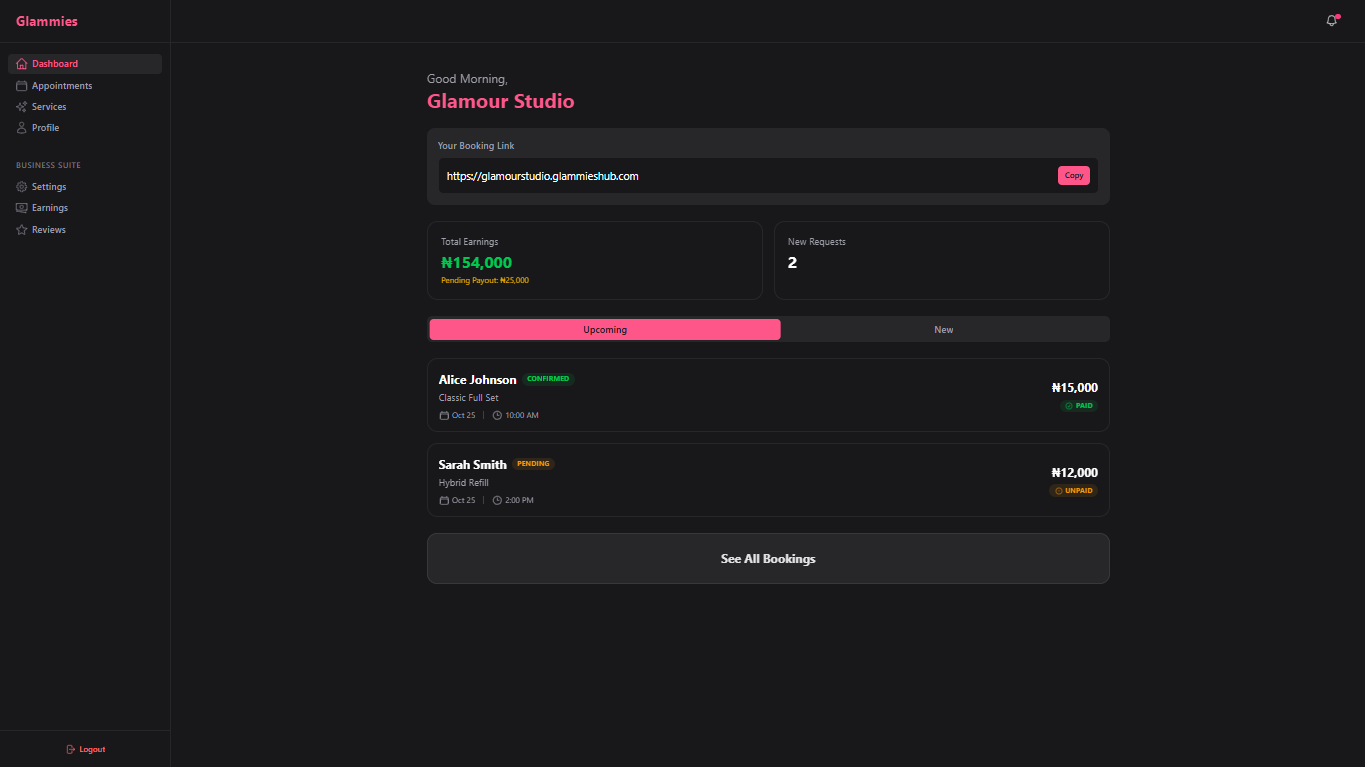 Glammies Web Dashboard