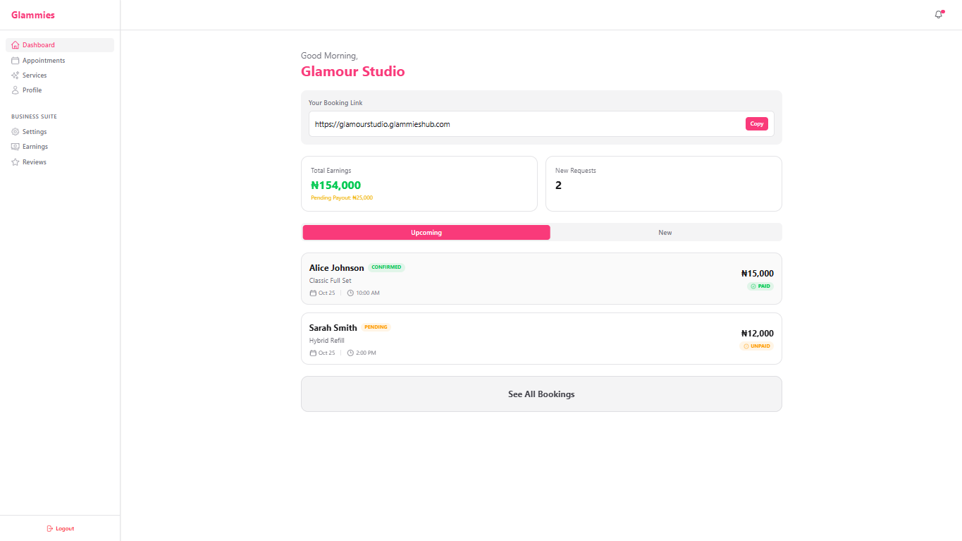 Glammies Web Dashboard
